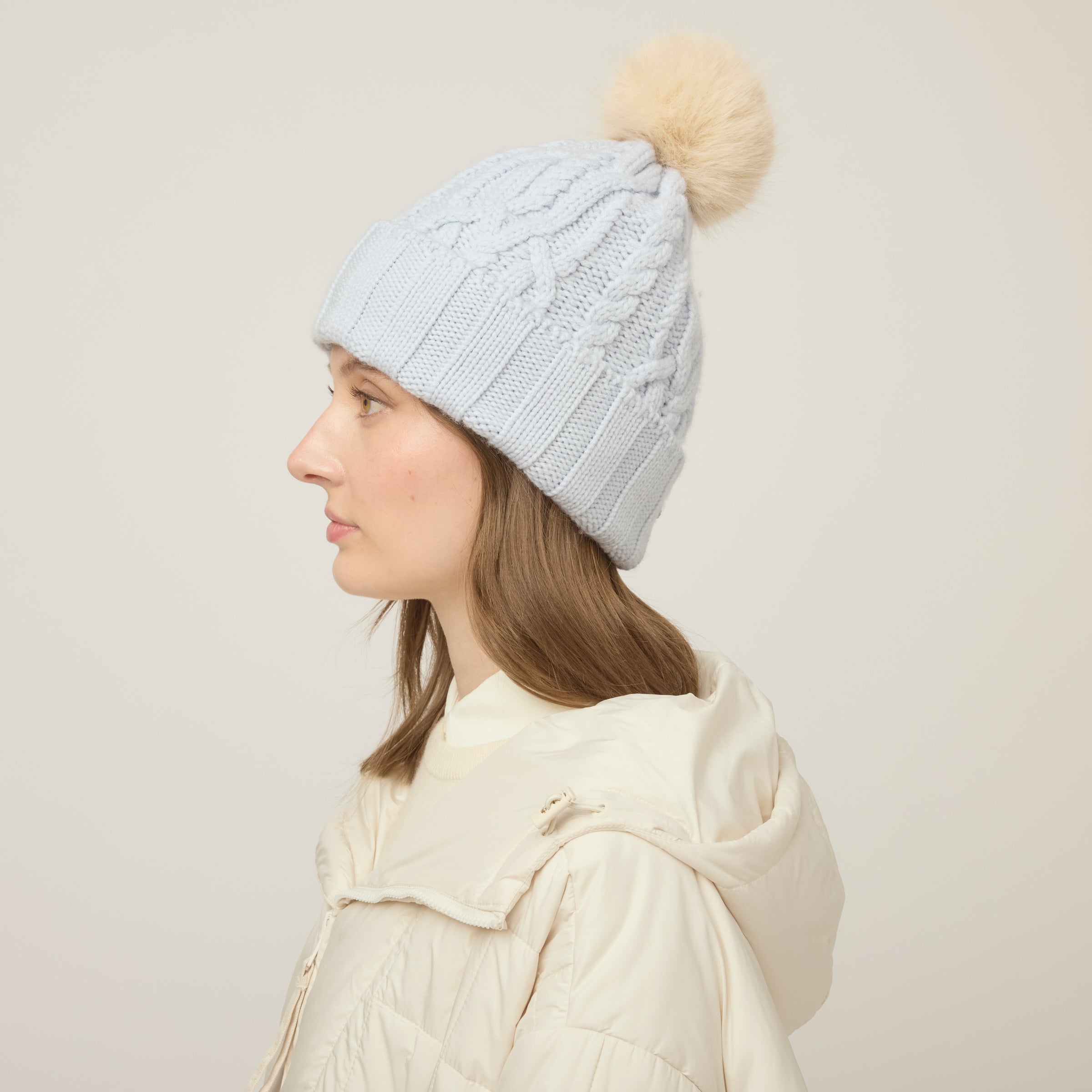 Pom Pom Cable Beanie - Image 11