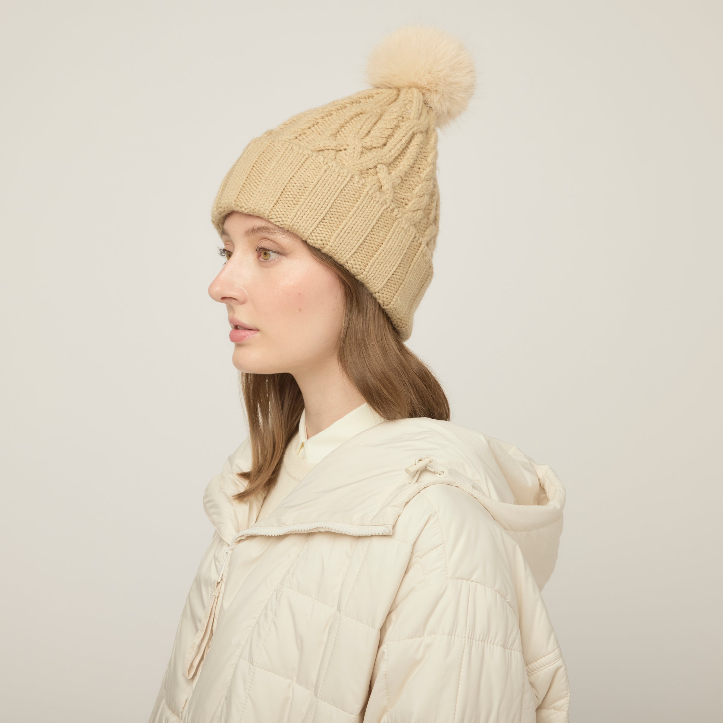 Pom Pom Cable Beanie - Image 19