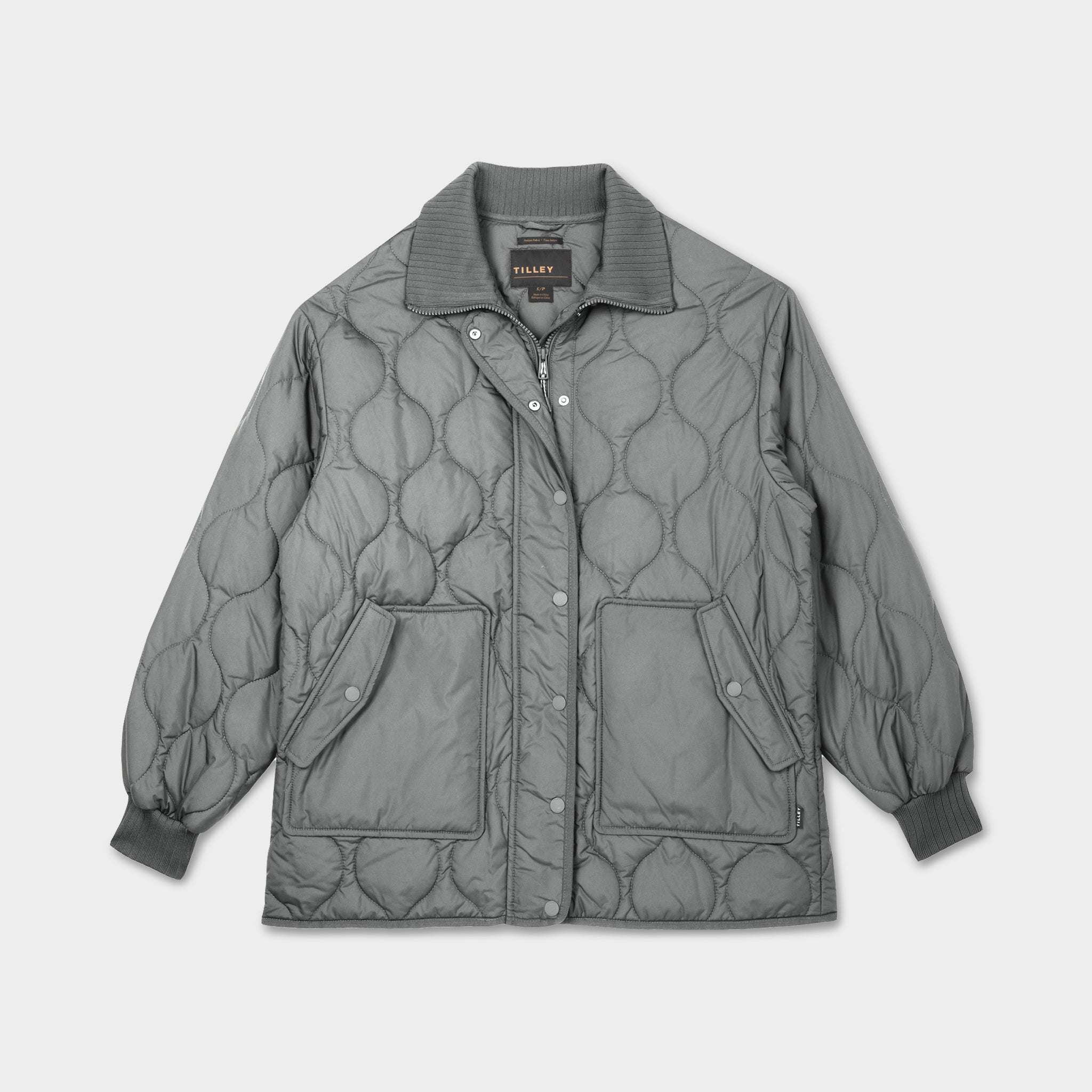 Rib Collar Quilted Coat - Image 8