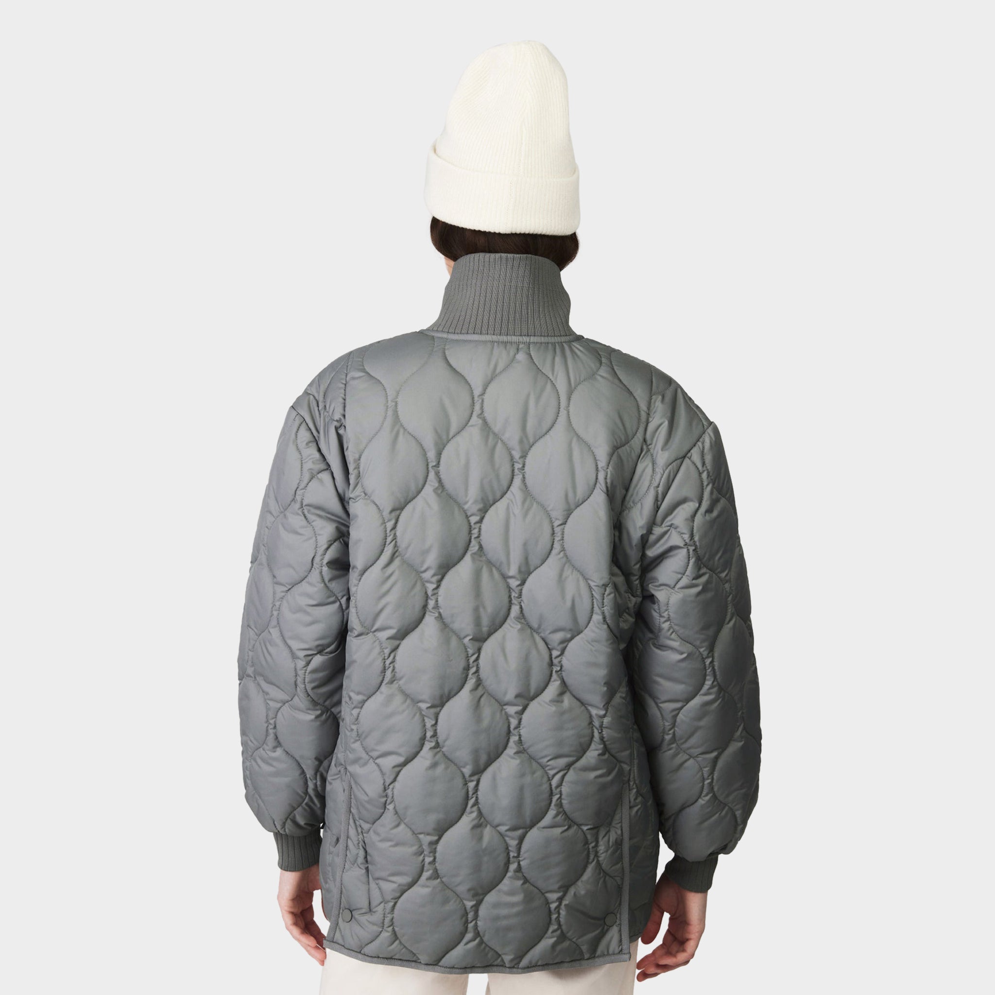 Rib Collar Quilted Coat - Image 11