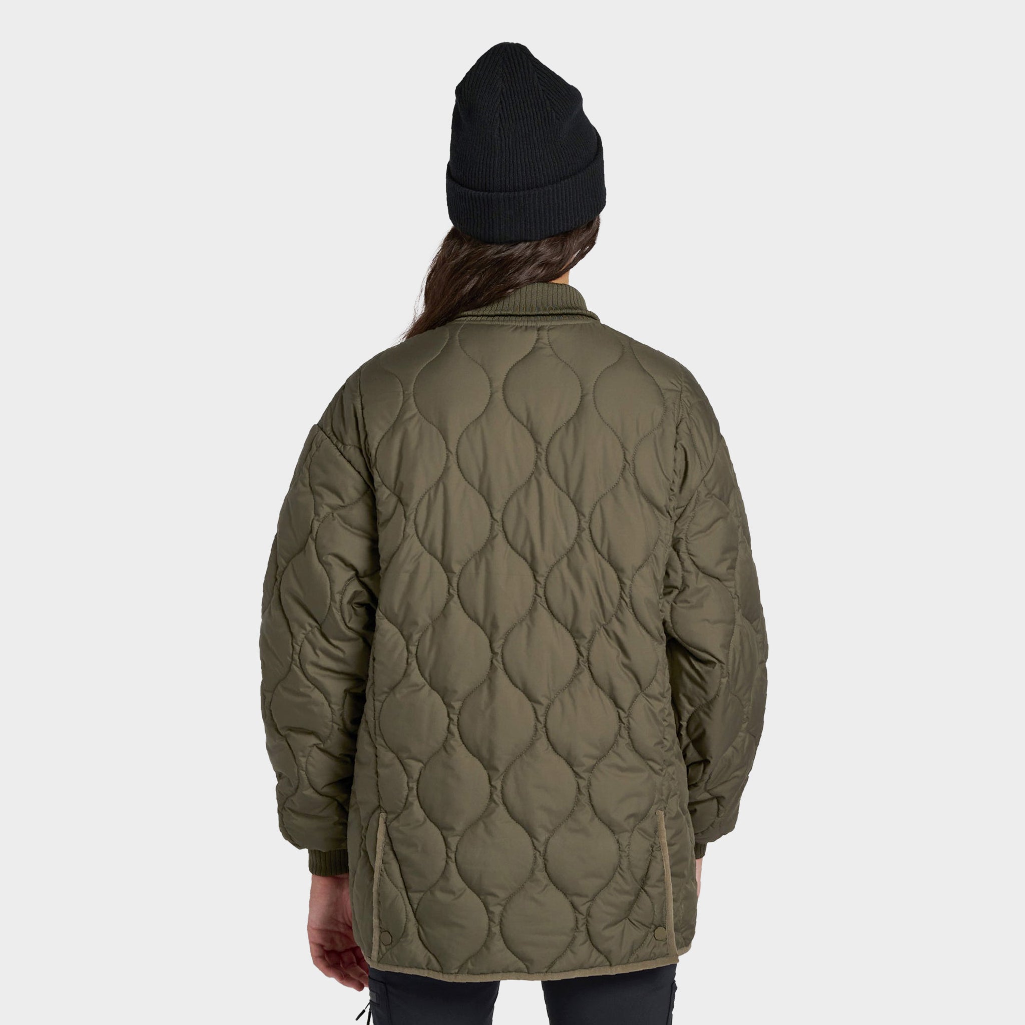 Rib Collar Quilted Coat - Image 4