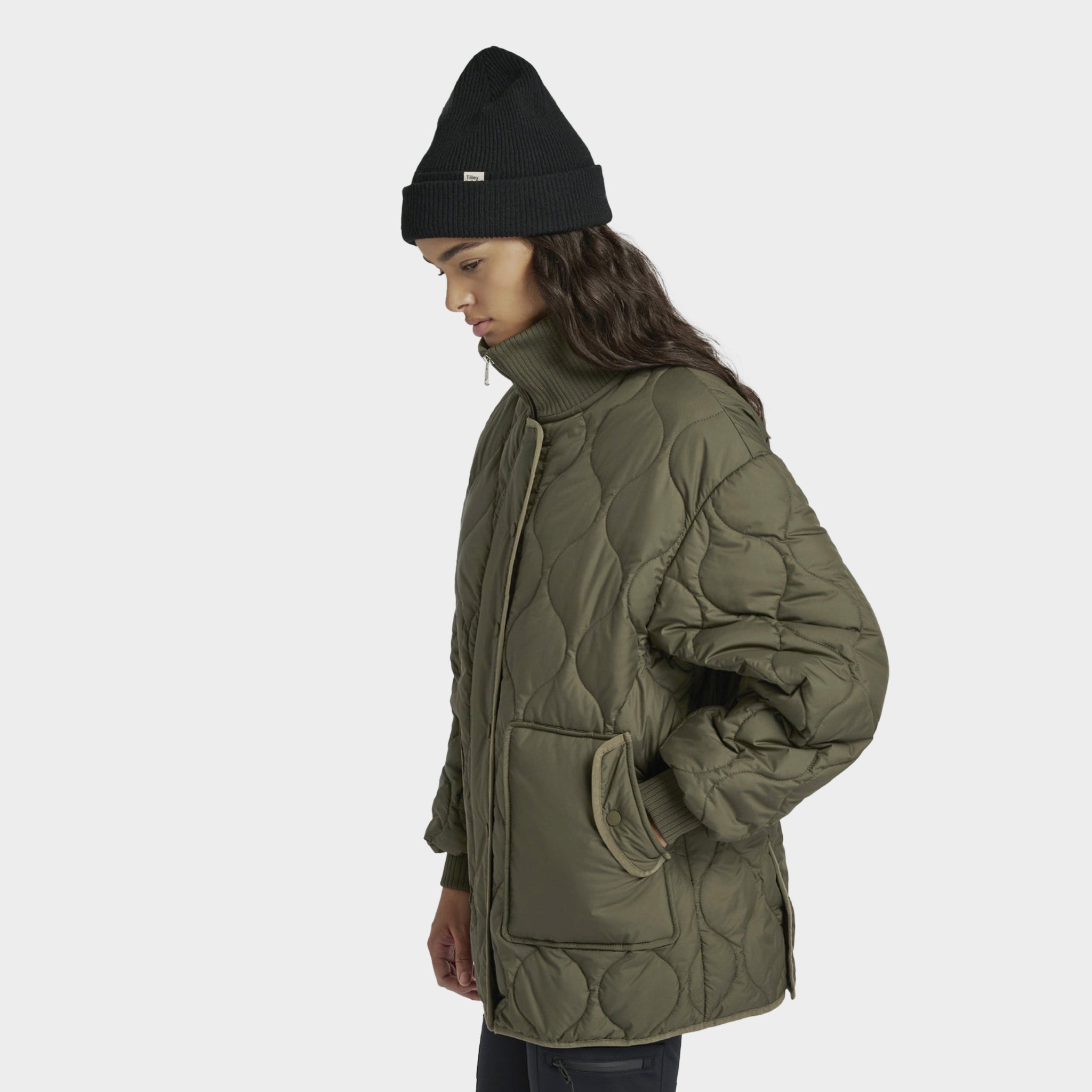 Rib Collar Quilted Coat - Image 3