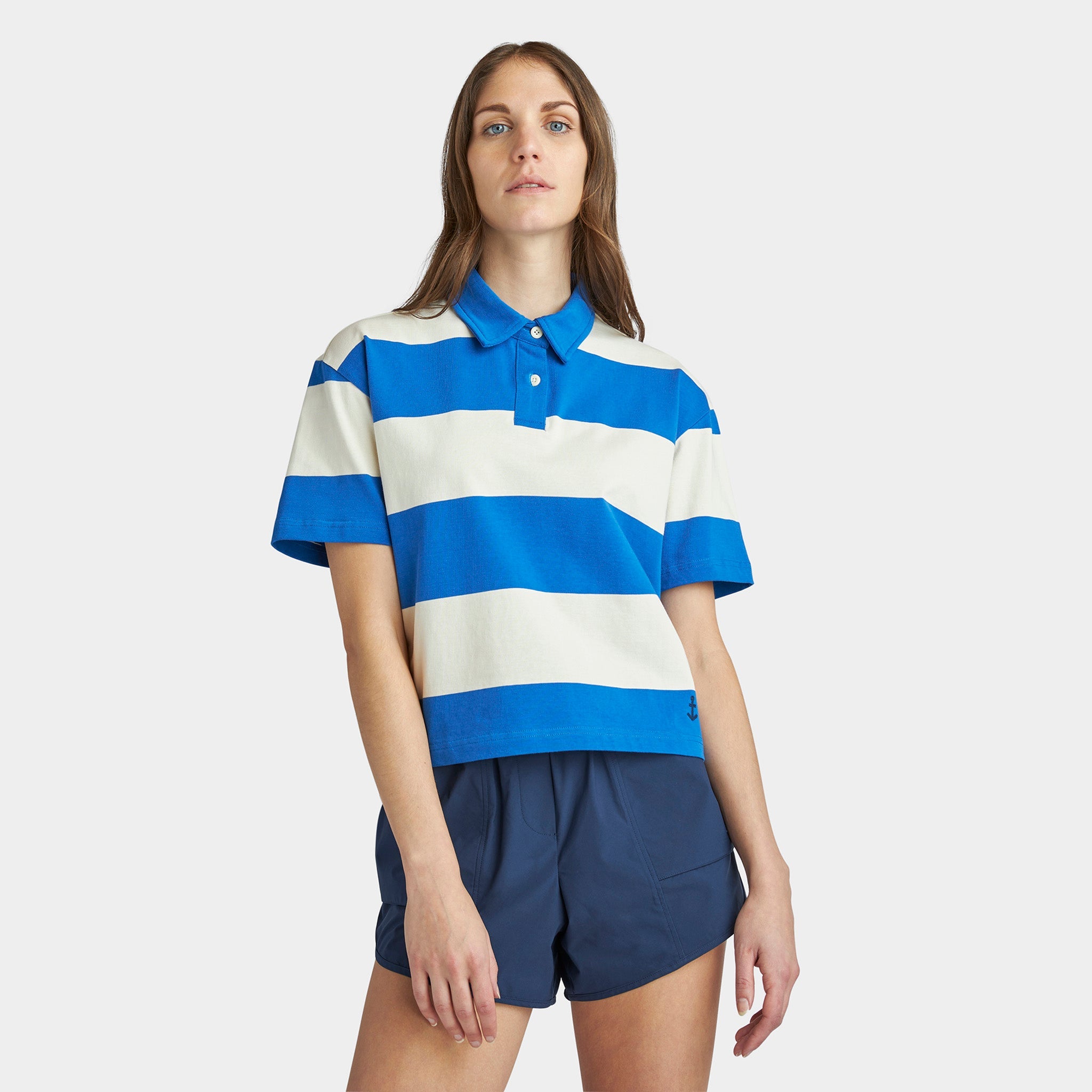 Stripe Marine Cropped Polo - Image 10