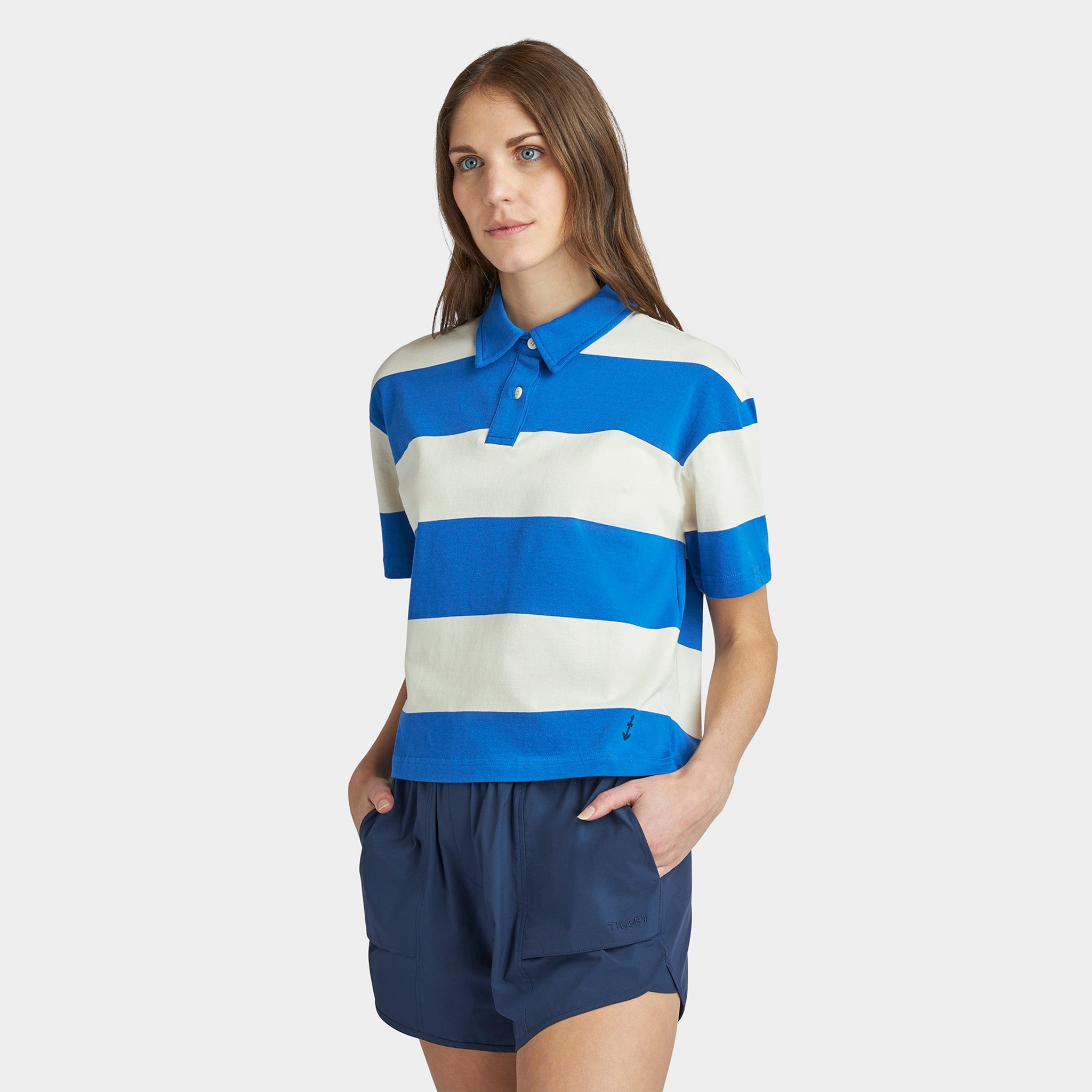 Stripe Marine Cropped Polo - Image 9