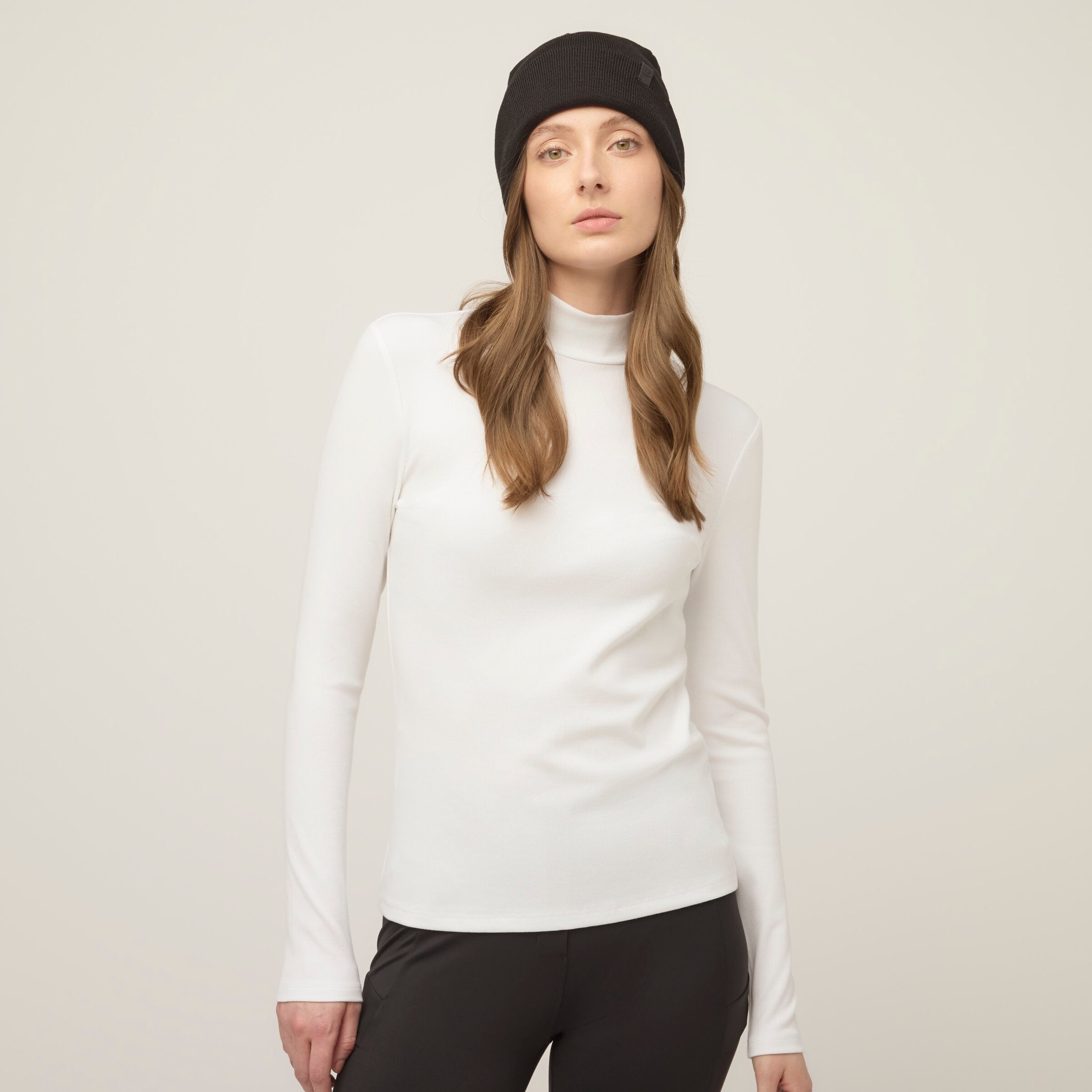 Long Sleeve Mockneck Tencel Rib