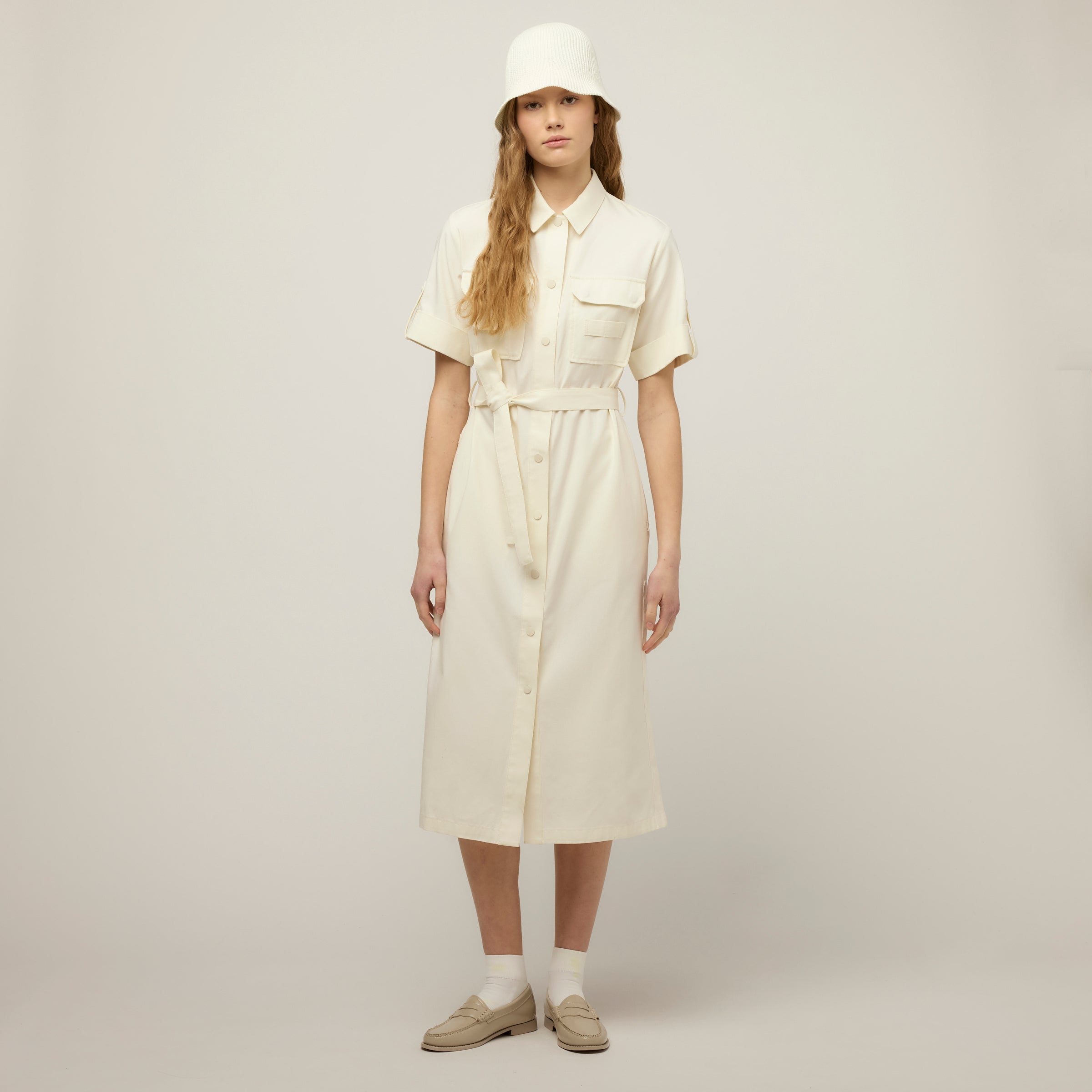 Tencel Cotton Safari Midi Dress - Image 10