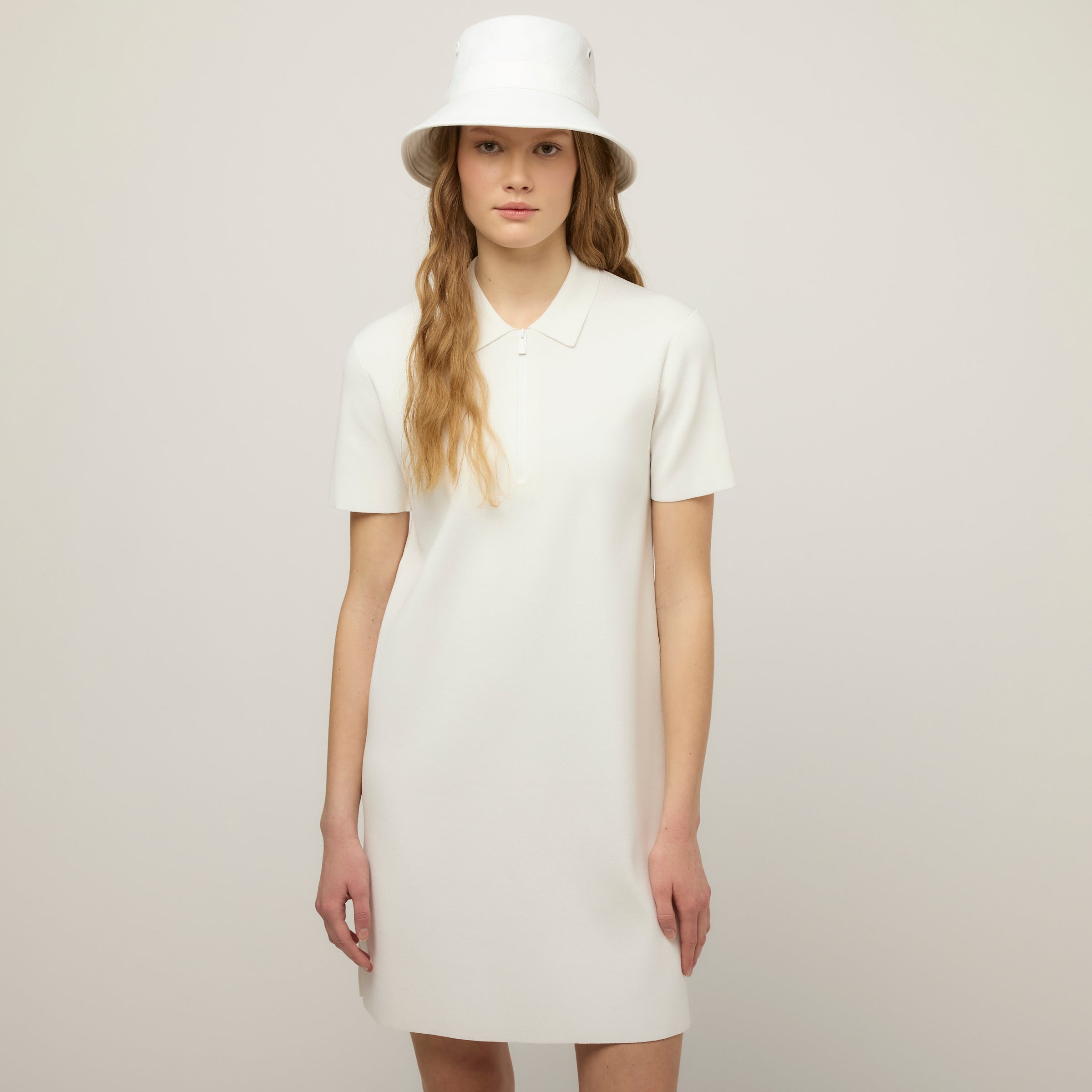 Short Sleeve Zip Polo Dress